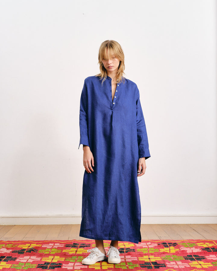 Comporta Linen Dress Jewel Blue