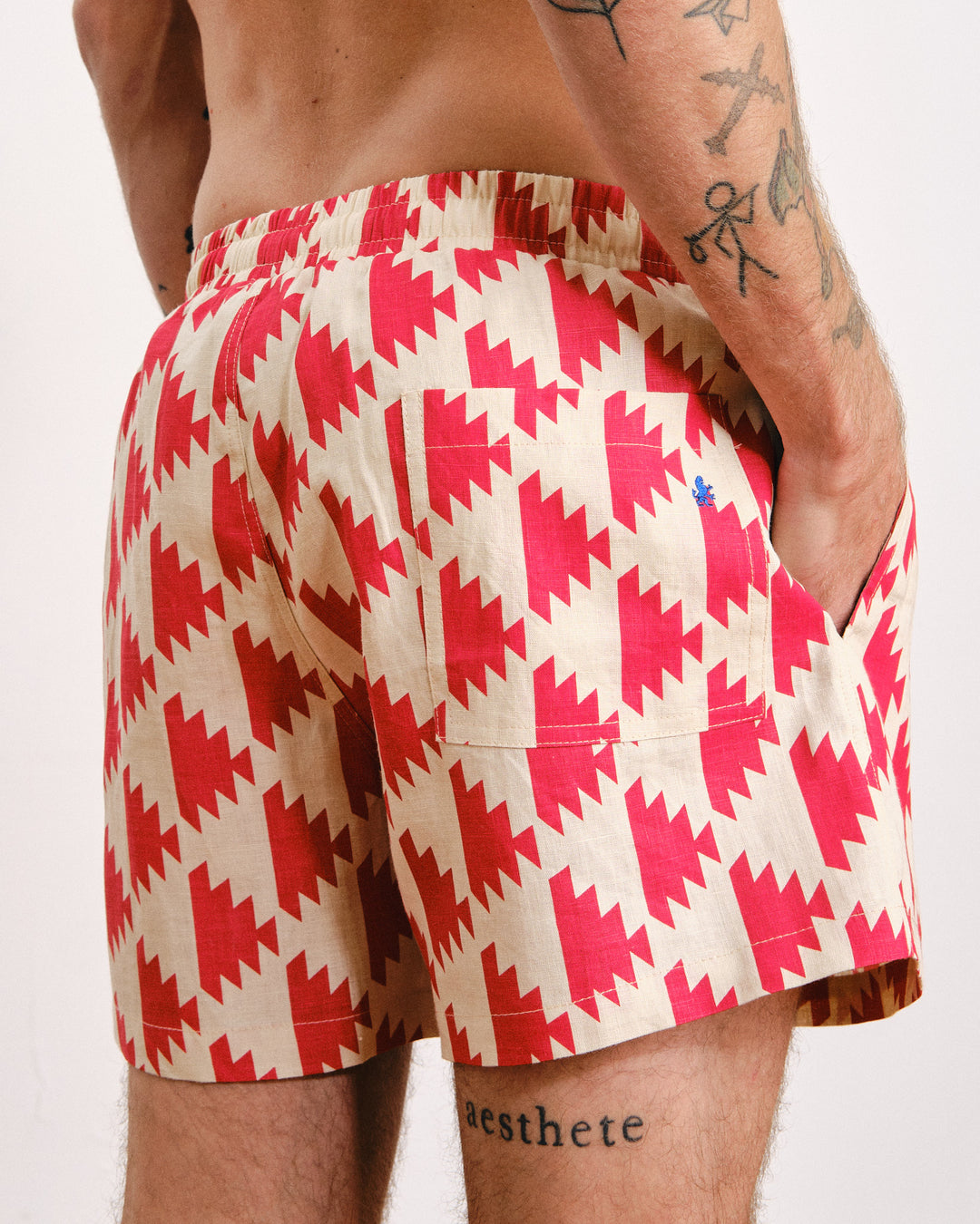 Indio 4-Inch Print Linen Shorts Morocco Red