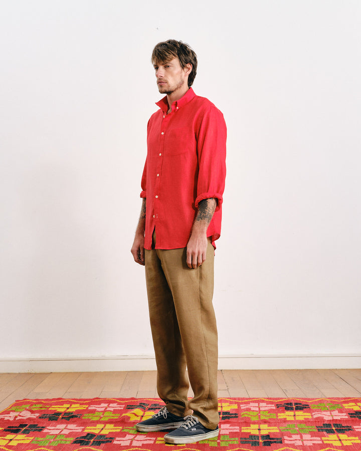 Francis Linen Pocket Shirt Red