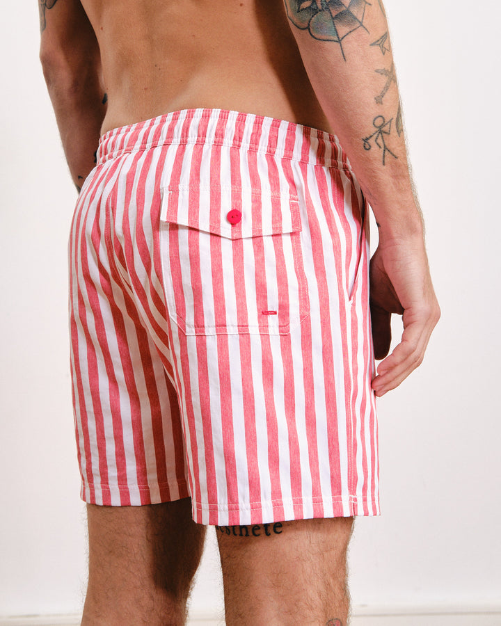 Gorlero 6-Inch Nylon Swim Shorts Red Stripes