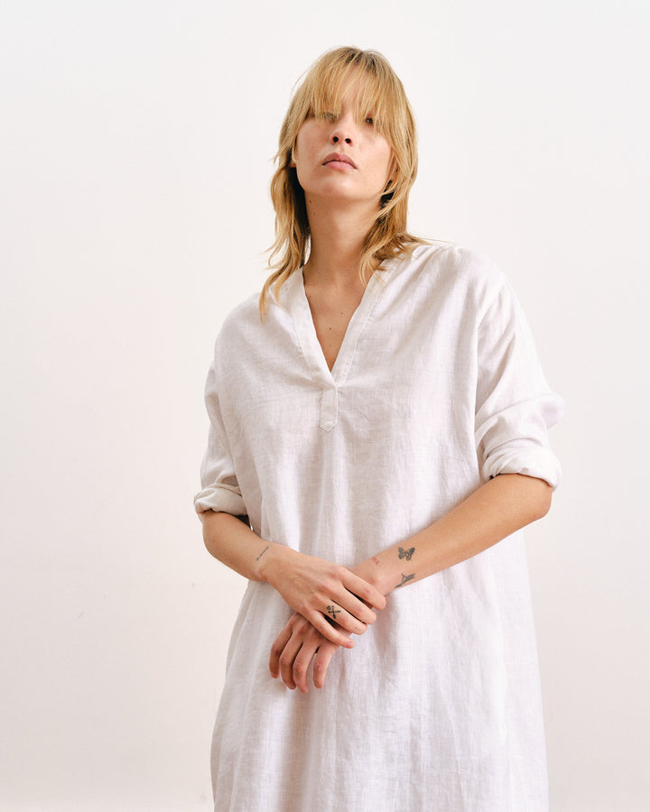 Lupe Linen Dress White